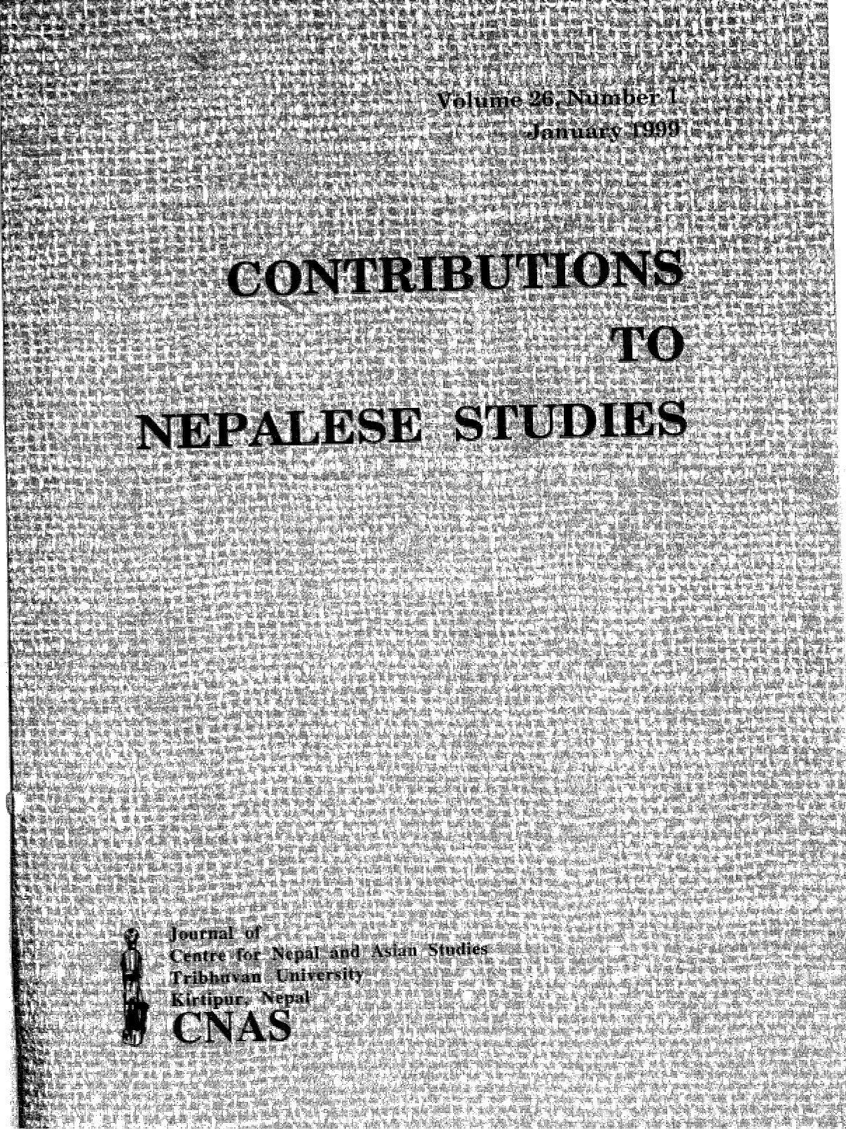 Contributions To Nepalese Studies: Volume26-01